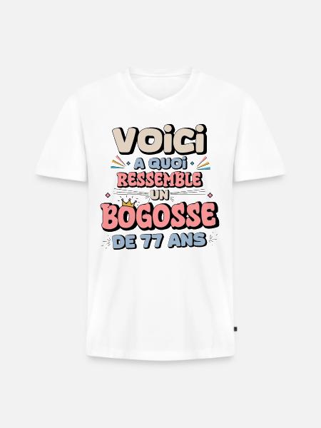 77th Birthday Humor - Men's Premium Organic T-shirt with V-neck - white