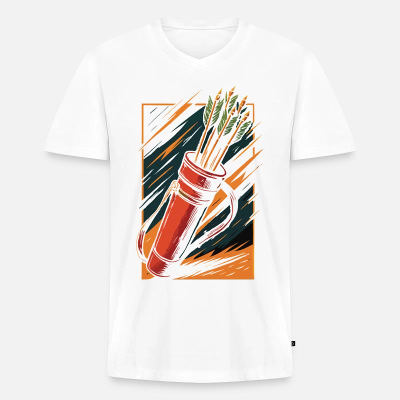 Bogenschießen Bogen Köcher Pfeile Design - Männer Premium Bio T-Shirt mit V-Ausschnitt - Weiß