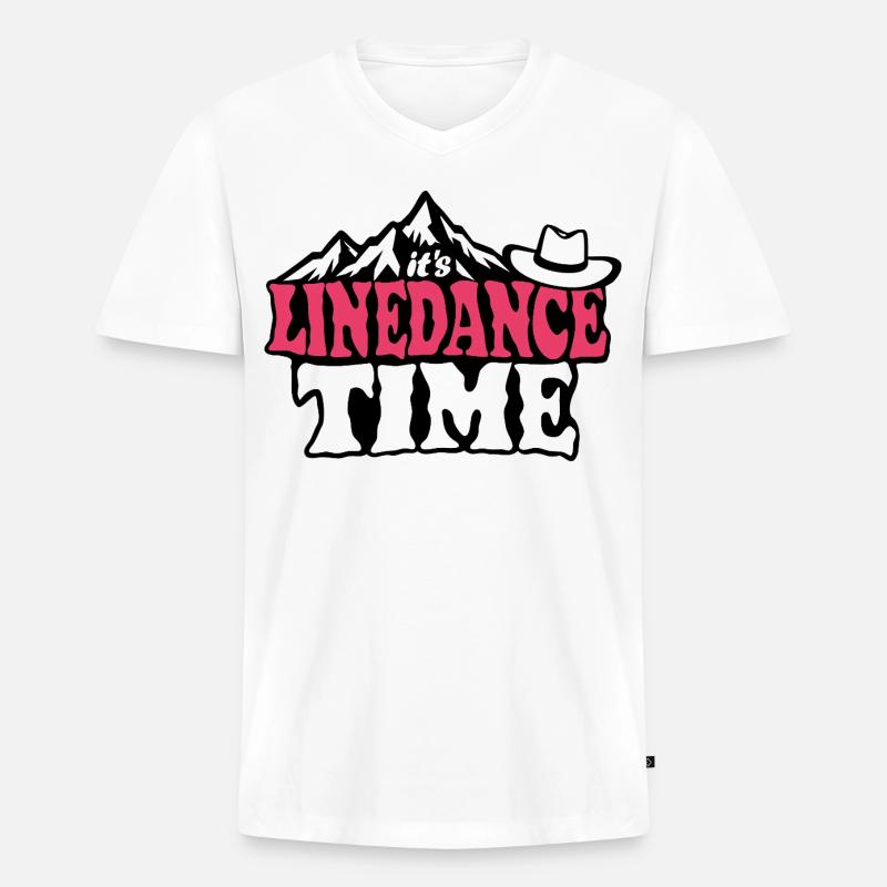 It's linedance time, Linedancing, Country Fan - Männer Premium Bio T-Shirt mit V-Ausschnitt - Weiß