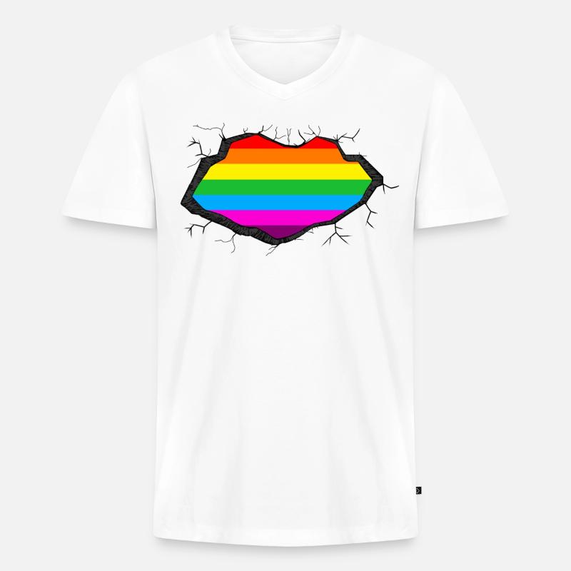 Regenbogen in Mir - Männer Premium Bio T-Shirt mit V-Ausschnitt - Weiß
