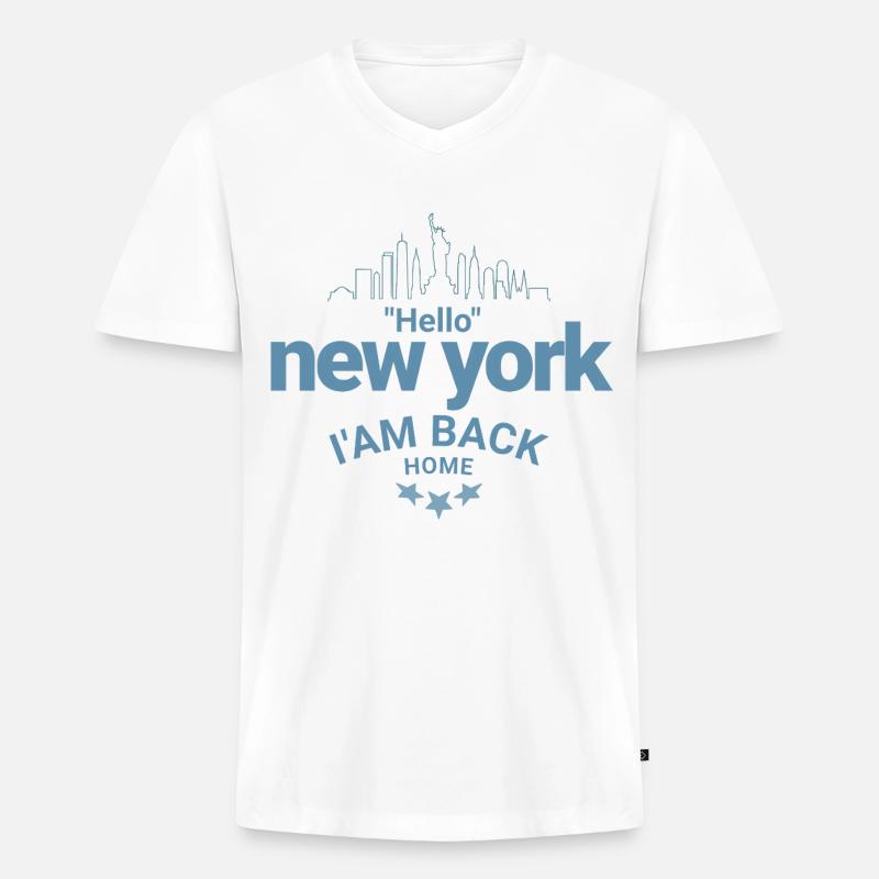 New York Back Home Design - Männer Premium Bio T-Shirt mit V-Ausschnitt - Weiß