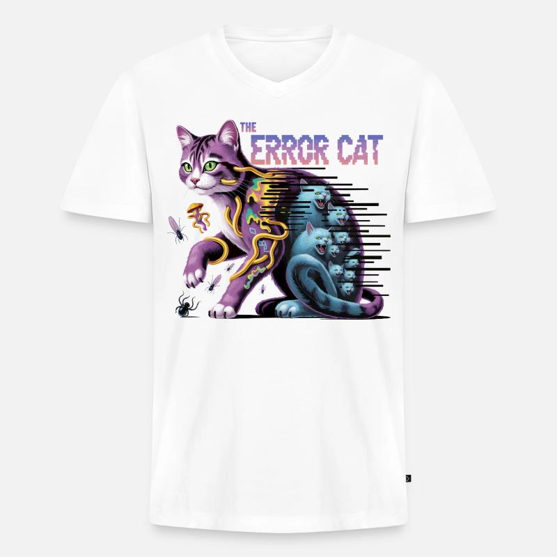 Die irrende Katze Digitale Kunst - Männer Premium Bio T-Shirt mit V-Ausschnitt - Weiß