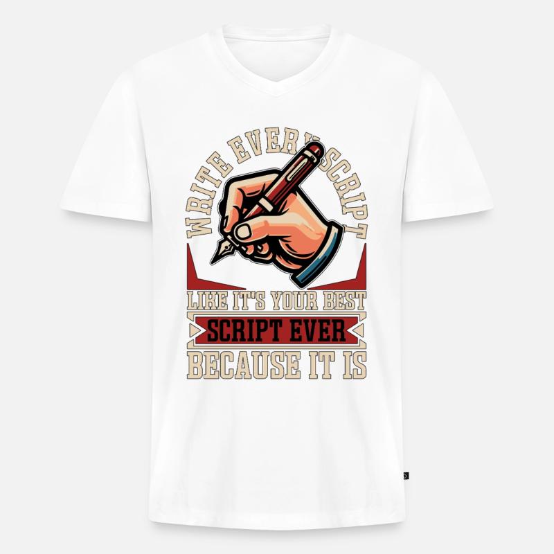 Screenwriter Write Every Script Like Scripwriting - Männer Premium Bio T-Shirt mit V-Ausschnitt - Weiß