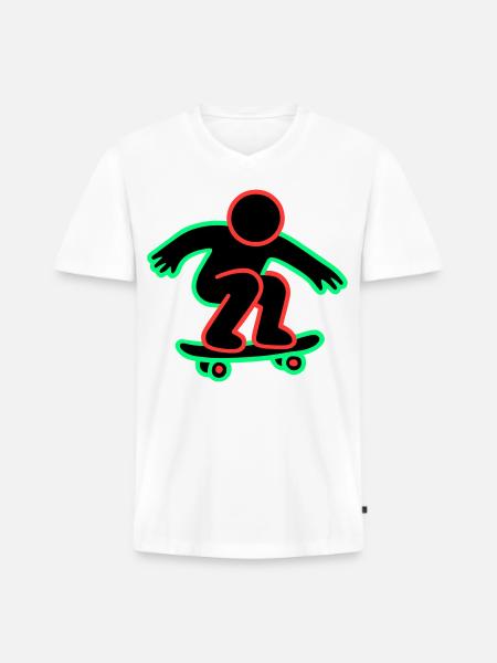 Neon Skateboarder Line Art - Men's Premium Organic T-shirt with V-neck - white