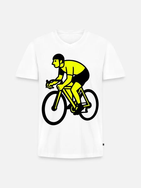 Neonrad Silhouette Radfahrer - Männer Premium Bio T-Shirt mit V-Ausschnitt - Weiß