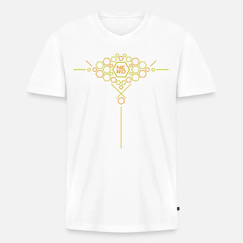 Nerd Hex Muster Gradient - Männer Premium Bio T-Shirt mit V-Ausschnitt - Weiß