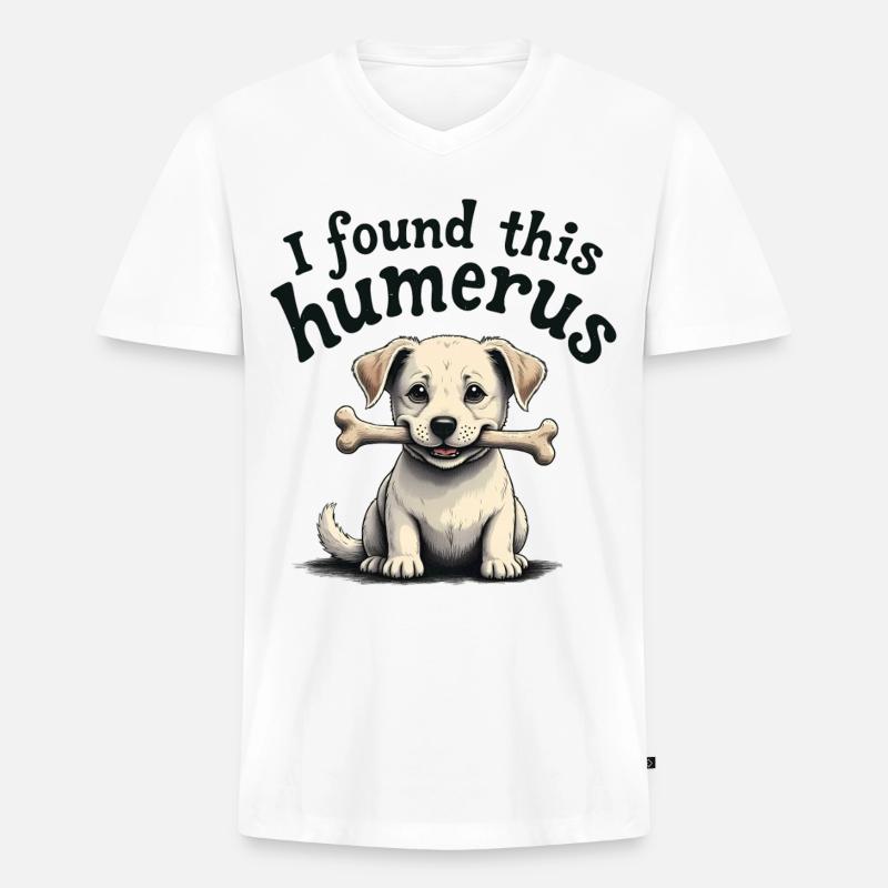 Ich habe diesen Humerus gefunden - Männer Premium Bio T-Shirt mit V-Ausschnitt - Weiß