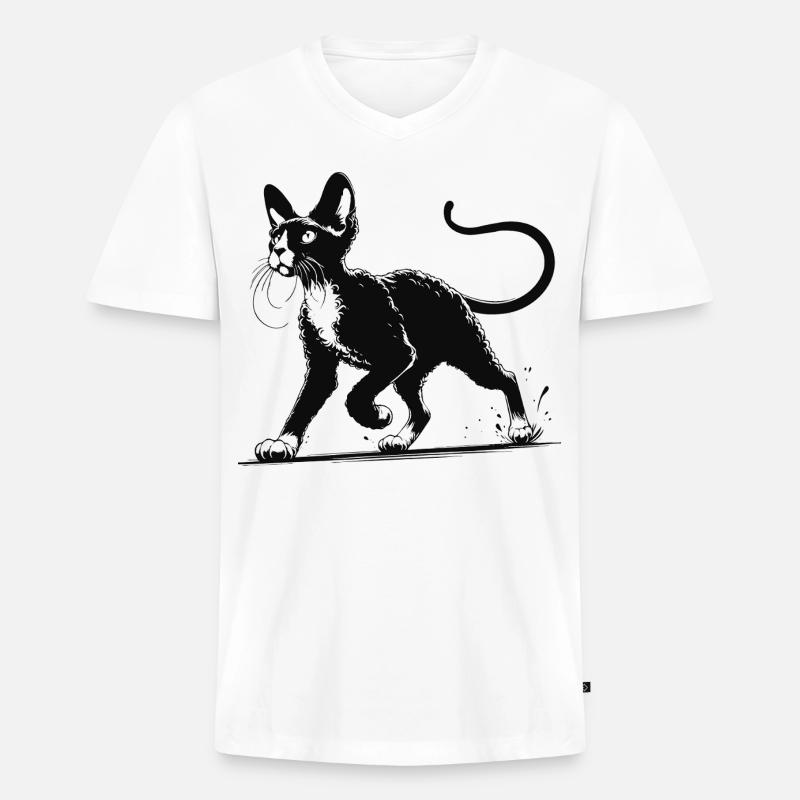 Devon Rex Design – Charmant und einzigartig - Männer Premium Bio T-Shirt mit V-Ausschnitt - Weiß