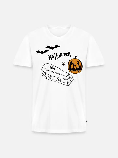 Halloween Pumpkin Silhouette - Men's Premium Organic T-shirt with V-neck - white
