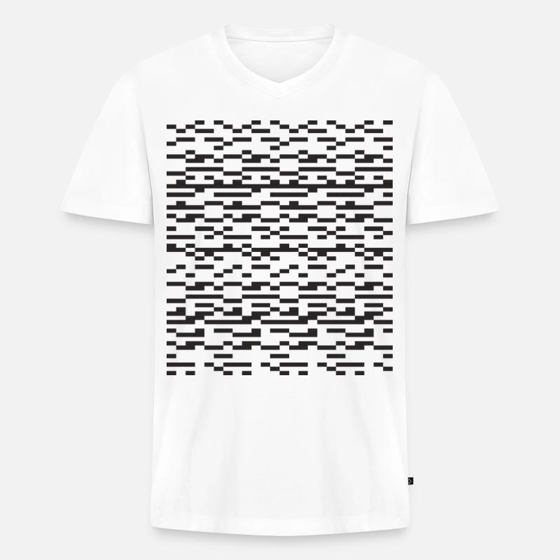 Noir Stripe pixeliges Glitch Grid - Männer Premium Bio T-Shirt mit V-Ausschnitt - Weiß
