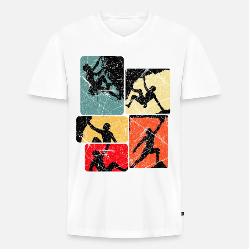 Klettern Bouldern Bergsteiger Kletterer Boulder - Männer Premium Bio T-Shirt mit V-Ausschnitt - Weiß