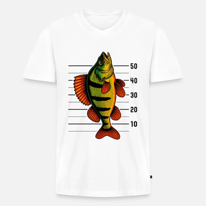 Barsch Flussbarsch Barschangeln Barsche Barsch - Männer Premium Bio T-Shirt mit V-Ausschnitt - Weiß