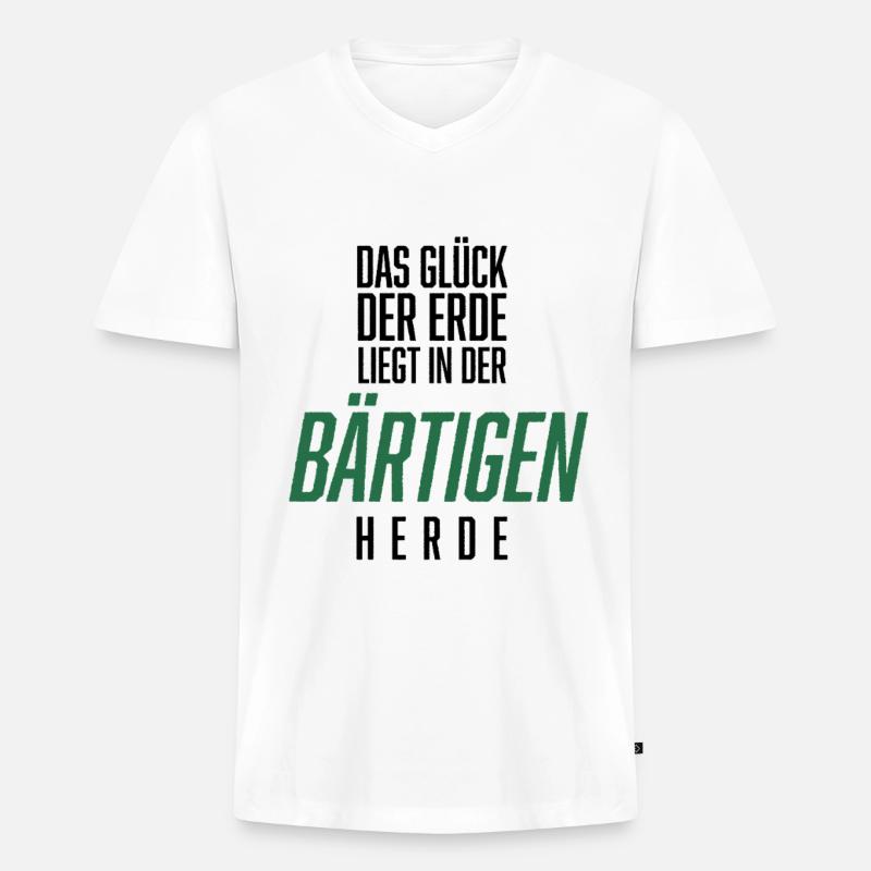 Bart, Bartträger, Lustiger Spruch, Bärtige Herde - Männer Premium Bio T-Shirt mit V-Ausschnitt - Weiß