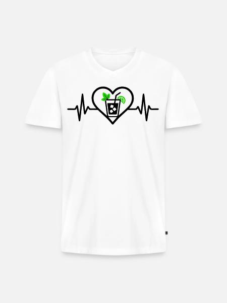 Mojito Herz Aperitif Cocktail - Männer Premium Bio T-Shirt mit V-Ausschnitt - Weiß