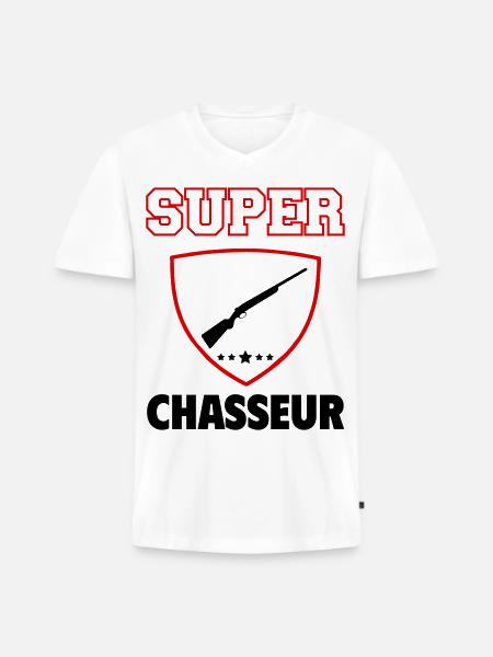 Super Hunter, Father's Day, Christmas - Men's Premium Organic T-shirt with V-neck - white