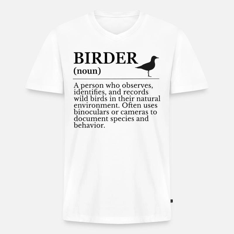 Birder Definition - Vogelbeobachter - Männer Premium Bio T-Shirt mit V-Ausschnitt - Weiß