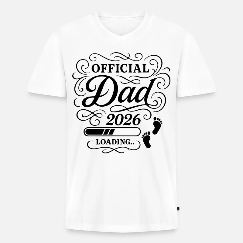 Dad 2026 Papa Loading Vaterschaft - Männer Premium Bio T-Shirt mit V-Ausschnitt - Weiß