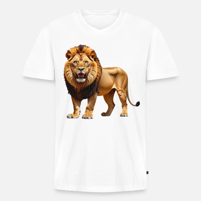 Loewe - Männer Premium Bio T-Shirt mit V-Ausschnitt - Weiß