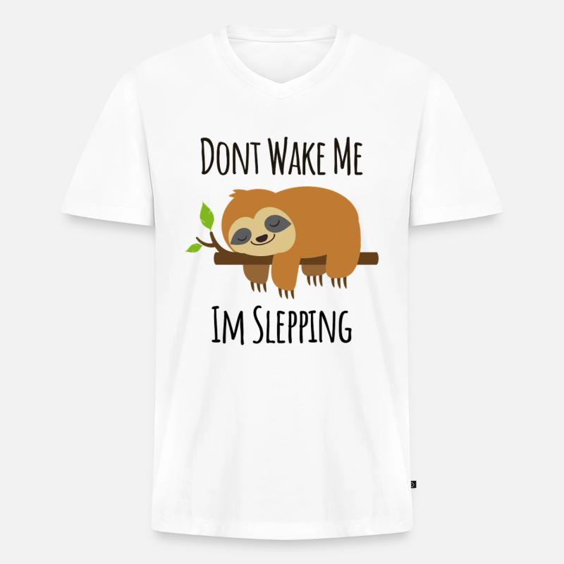 Dont Wake Me Im Sleeping - Männer Premium Bio T-Shirt mit V-Ausschnitt - Weiß