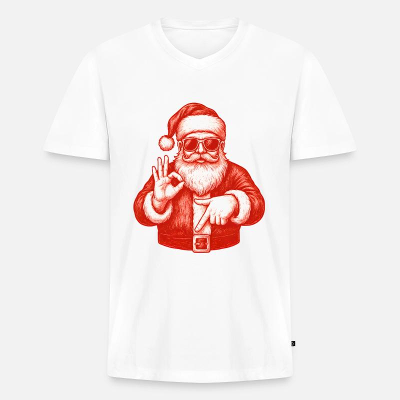 Weihnachtsmann Six Seven Meme Humor - Männer Premium Bio T-Shirt mit V-Ausschnitt - Weiß