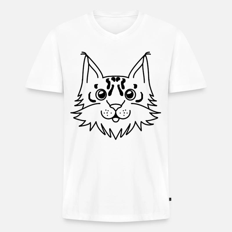 Luchs - Männer Premium Bio T-Shirt mit V-Ausschnitt - Weiß