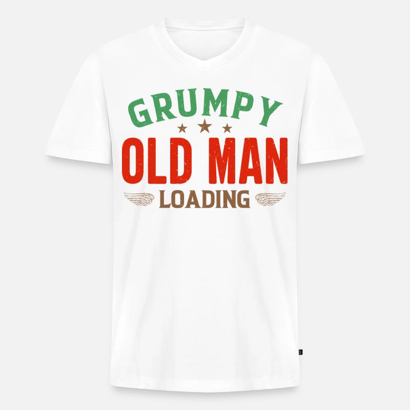 Grumpy Old Man Loading Shirt - Männer Premium Bio T-Shirt mit V-Ausschnitt - Weiß