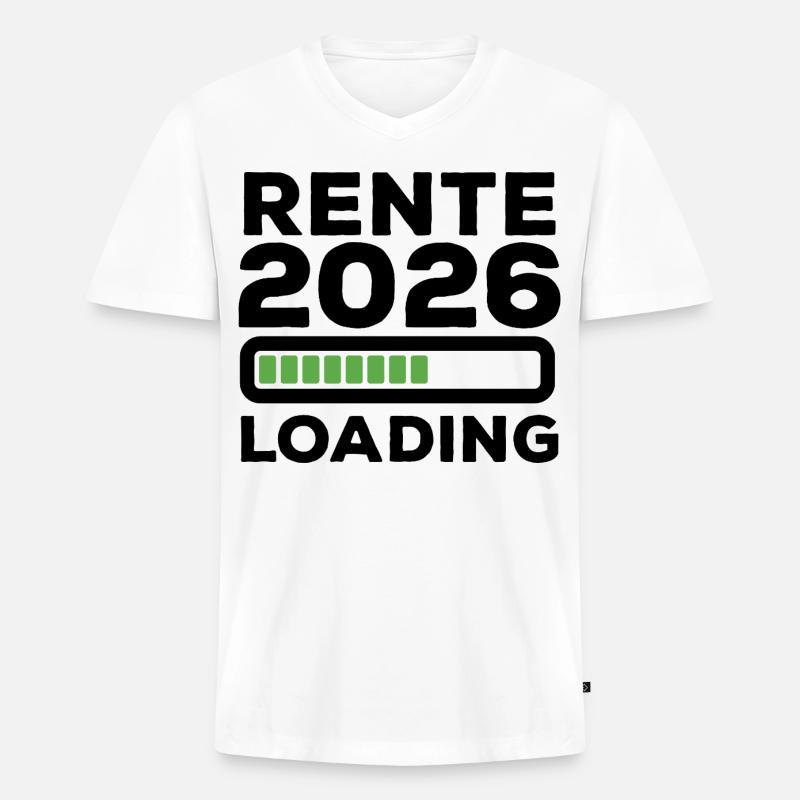 Rente 2026 loading - Ruhestand - Pension - Männer Premium Bio T-Shirt mit V-Ausschnitt - Weiß