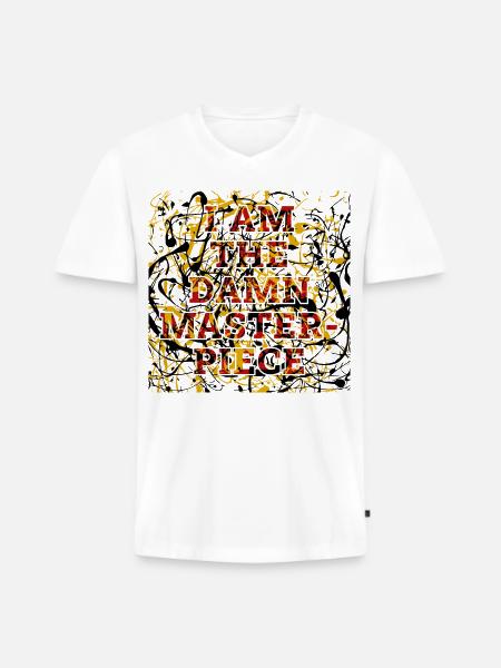 I am the damn masterpiece - Männer Premium Bio T-Shirt mit V-Ausschnitt - Weiß