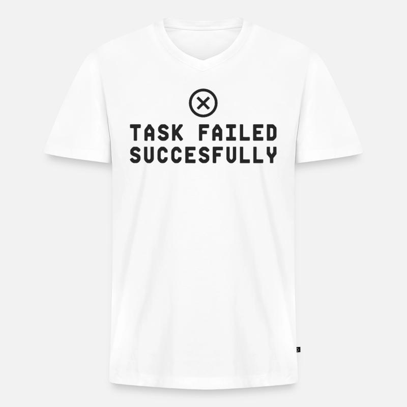 Task Failed Successfully IT Paradoxon - Männer Premium Bio T-Shirt mit V-Ausschnitt - Weiß