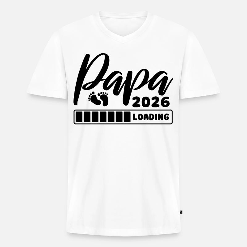 Papa 2026 loading - Schwangerschaft - Geschenk - Männer Premium Bio T-Shirt mit V-Ausschnitt - Weiß
