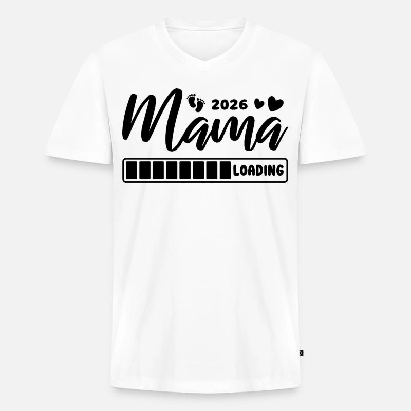 Mama 2026 loading - Schwangerschaft - Geschenk - Männer Premium Bio T-Shirt mit V-Ausschnitt - Weiß