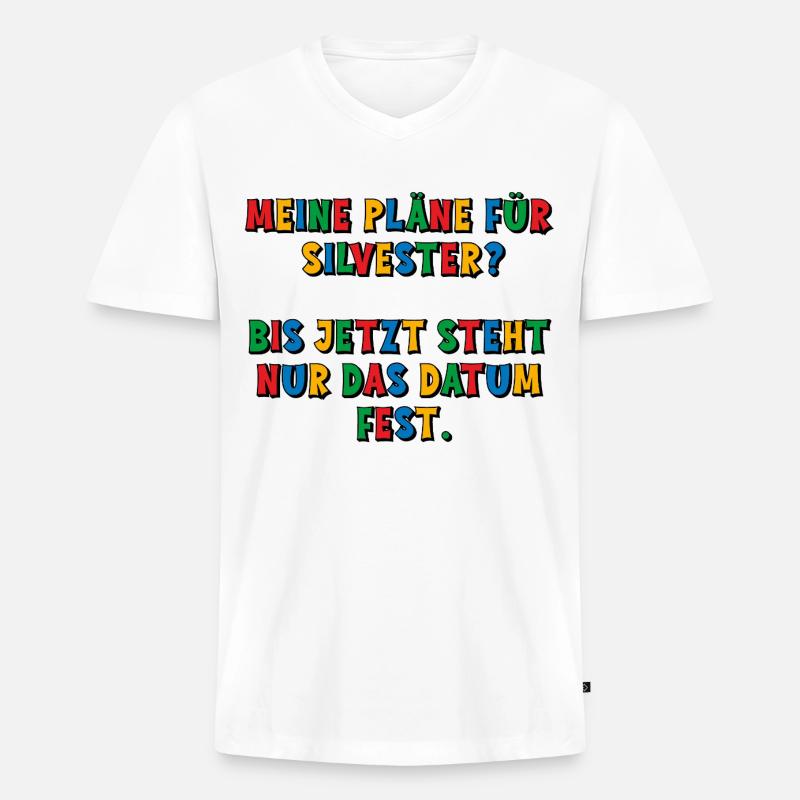 Meine Silvesterpläne - das Datum steht fest - Männer Premium Bio T-Shirt mit V-Ausschnitt - Weiß