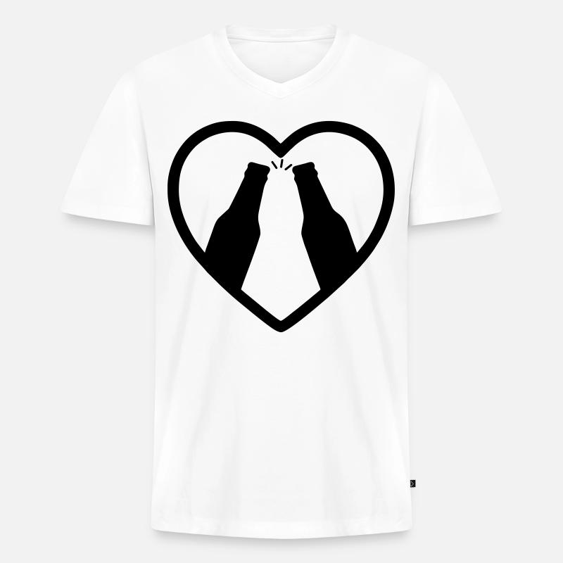 Herzflaschen Bier-Aperitif-Geschenk - Männer Premium Bio T-Shirt mit V-Ausschnitt - Weiß