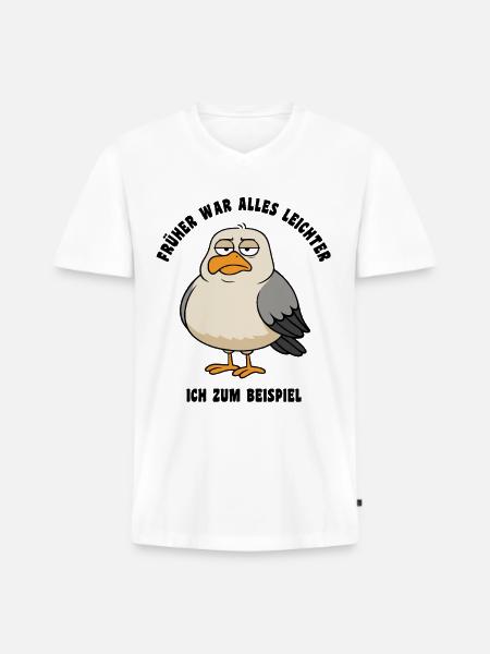 Früher war alles leichter - Möwe Spruch - Männer Premium Bio T-Shirt mit V-Ausschnitt - Weiß