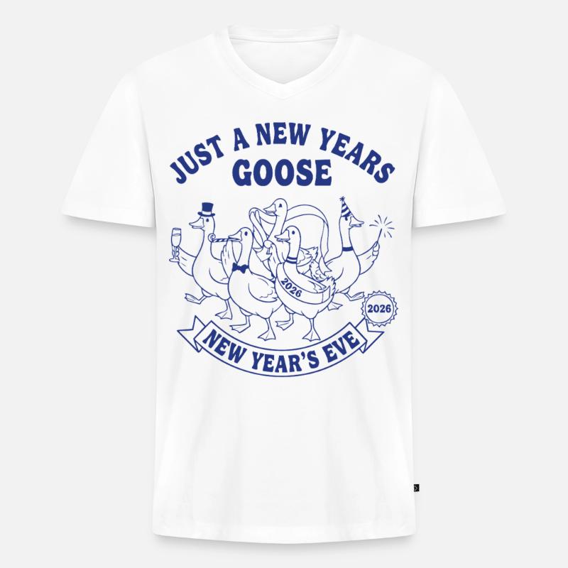 Nur eine Neujahrsgans 2026 Feier - Männer Premium Bio T-Shirt mit V-Ausschnitt - Weiß