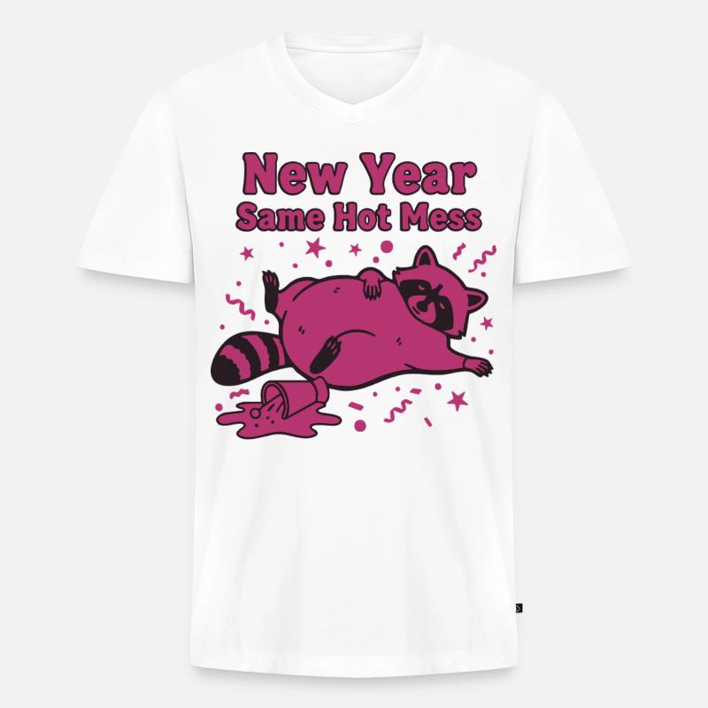 Neujahr Same Hot Mess Celebration 2025 - Männer Premium Bio T-Shirt mit V-Ausschnitt - Weiß