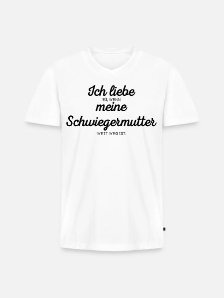 Ich liebe meine Schwiegermutter - Männer Premium Bio T-Shirt mit V-Ausschnitt - Weiß