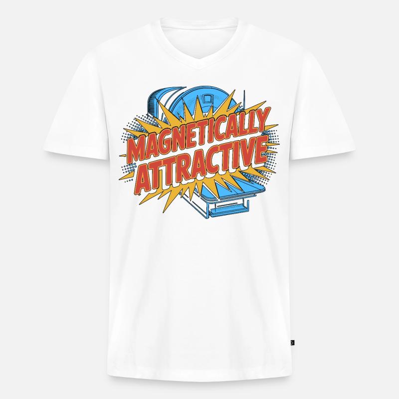 MRI Tech Magnetically Attractive MRI Technologist - Männer Premium Bio T-Shirt mit V-Ausschnitt - Weiß