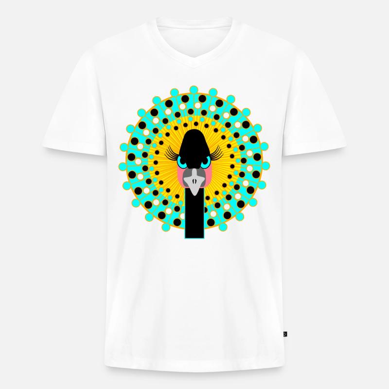Vogel-Mädchen-Power - Männer Premium Bio T-Shirt mit V-Ausschnitt - Weiß