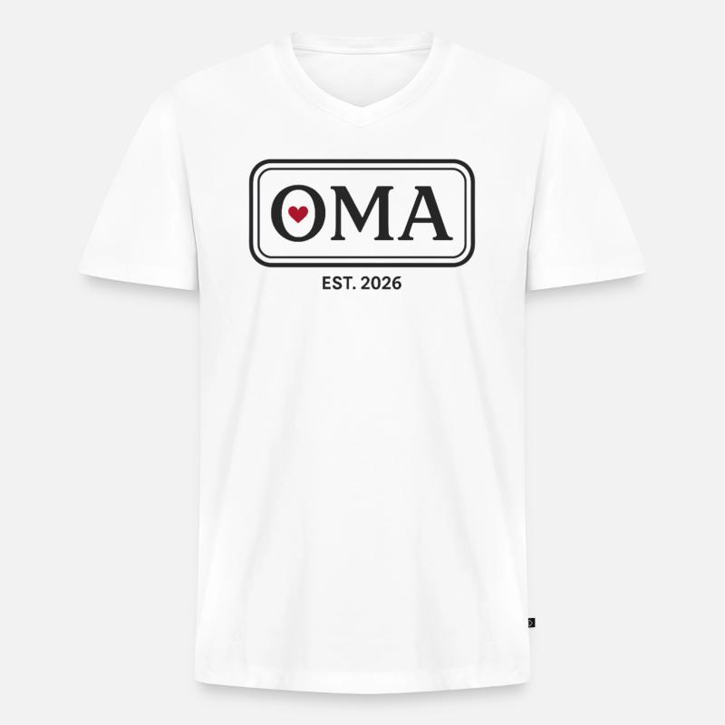 OMA EST. 2026 Stolze Großmutter Ankündigung - Männer Premium Bio T-Shirt mit V-Ausschnitt - Weiß