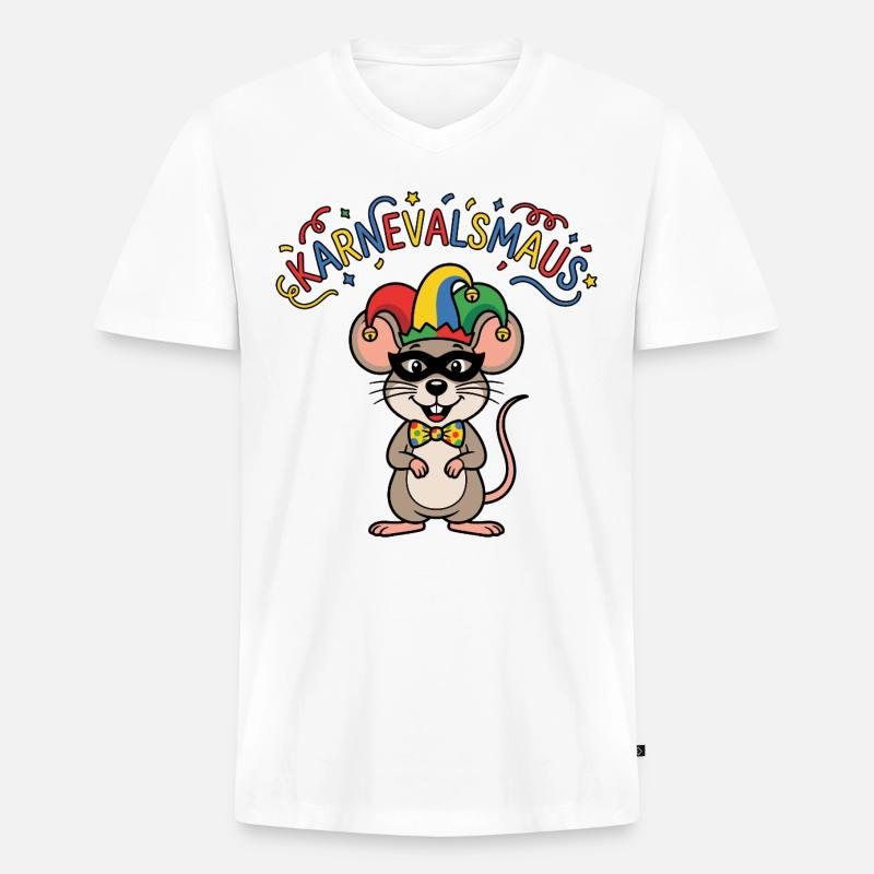 Karnevalsmaus Karneval Köln Kölner Karnevals Maus - Männer Premium Bio T-Shirt mit V-Ausschnitt - Weiß