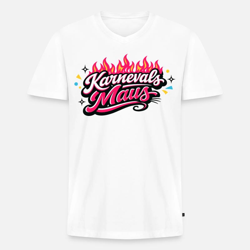 Karnevalsmaus Köln - Kölner Karneval Design - Männer Premium Bio T-Shirt mit V-Ausschnitt - Weiß