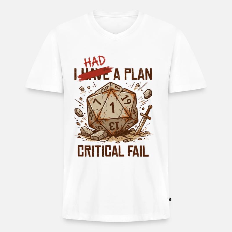 Échec critique – J’avais un plan cube - T-shirt encolure en V Premium bio Homme - blanc