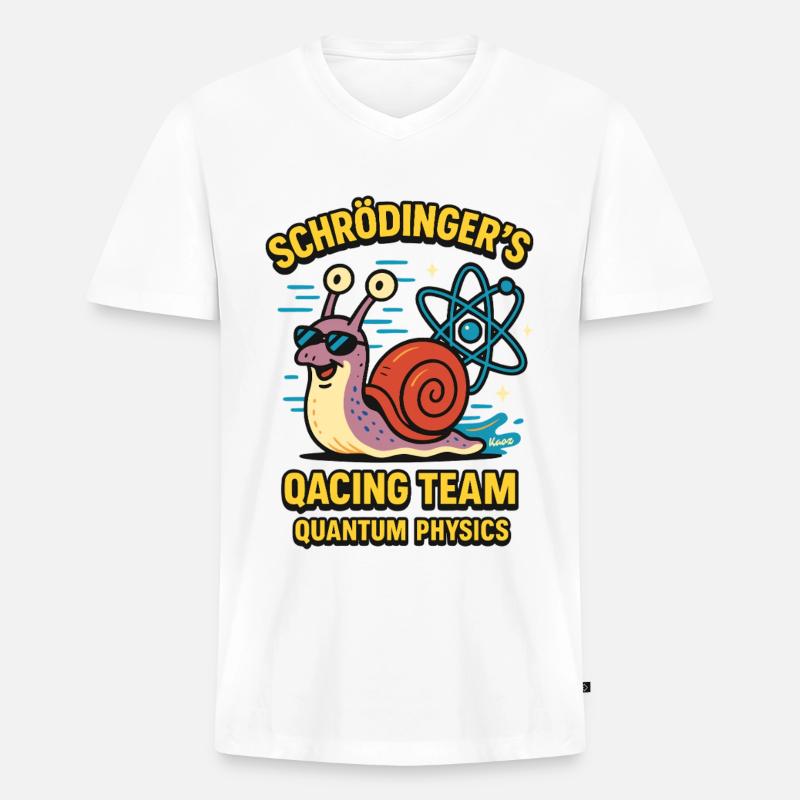 Schrödinger's Qacing Team Quantum Physics Schnecke - Männer Premium Bio T-Shirt mit V-Ausschnitt - Weiß