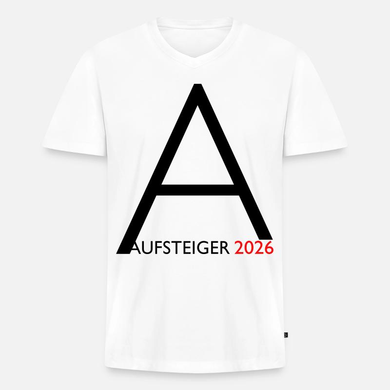 Aufsteiger 2026 Aufstieg - Männer Premium Bio T-Shirt mit V-Ausschnitt - Weiß