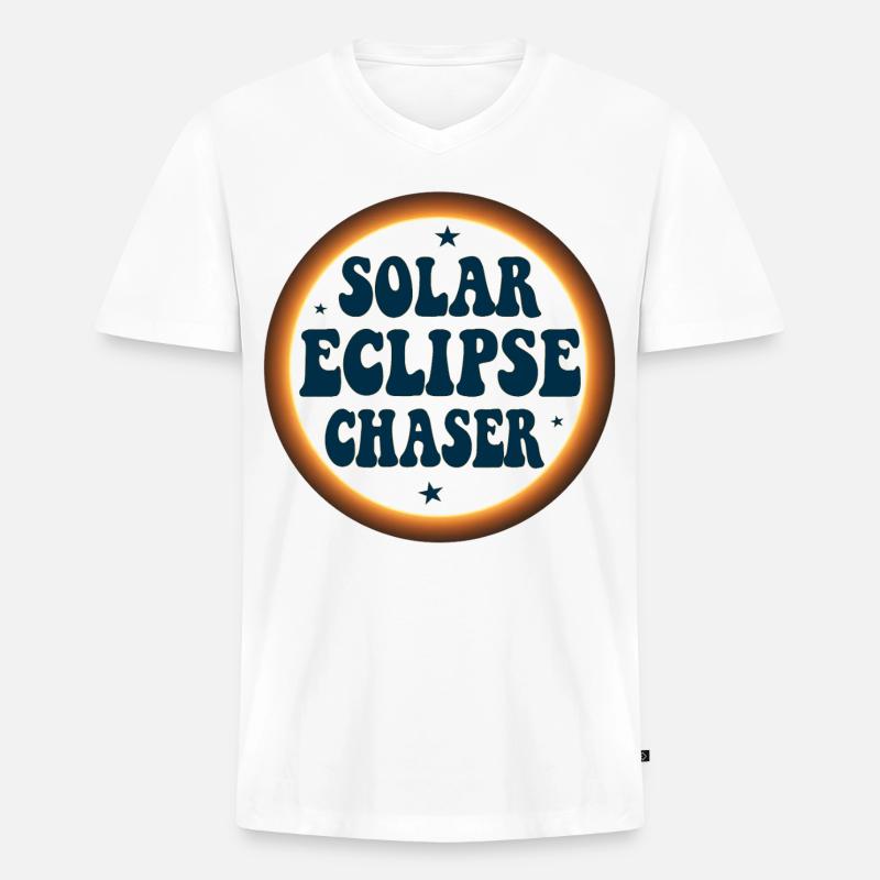 Solar eclipse chaser - Männer Premium Bio T-Shirt mit V-Ausschnitt - Weiß