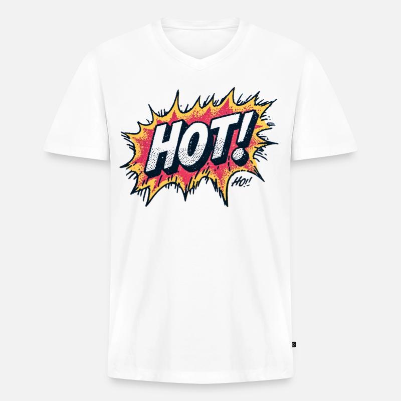Design af hot comic eksplosioner - Premium økologisk T-shirt med V-hals til mænd - hvid