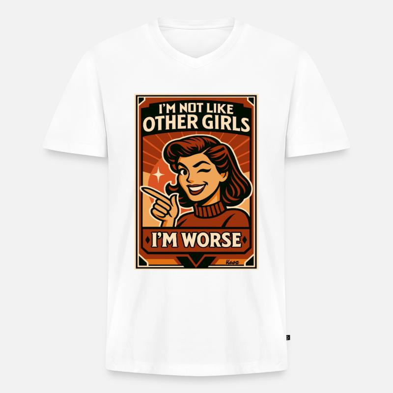 Anders Als Andere Mädchen – Schlimmer - Männer Premium Bio T-Shirt mit V-Ausschnitt - Weiß