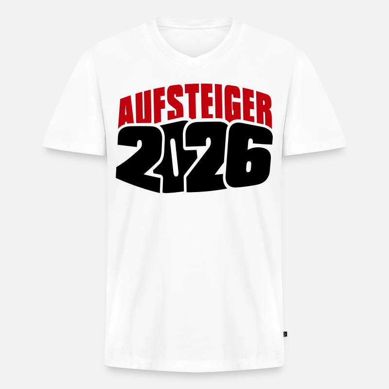 Aufsteiger 2026 Aufstieg - Männer Premium Bio T-Shirt mit V-Ausschnitt - Weiß