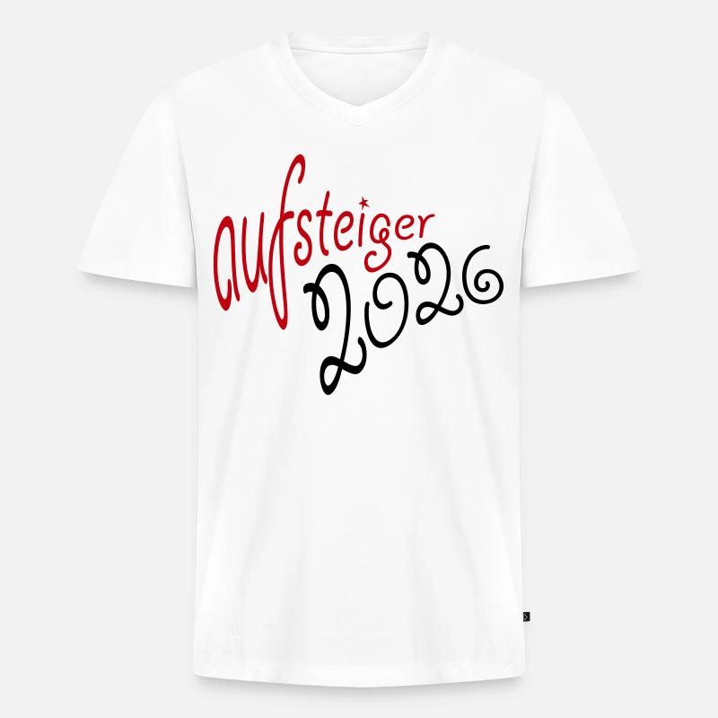 Aufsteiger 2026 Aufstieg - Männer Premium Bio T-Shirt mit V-Ausschnitt - Weiß